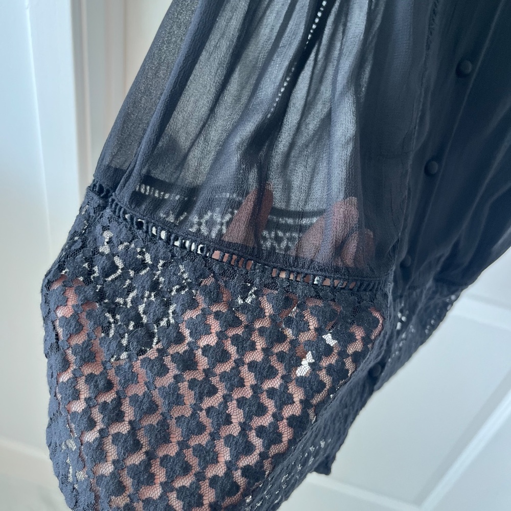 Allsaints Black Lace Button-Front Sleeveless Mini… - image 3